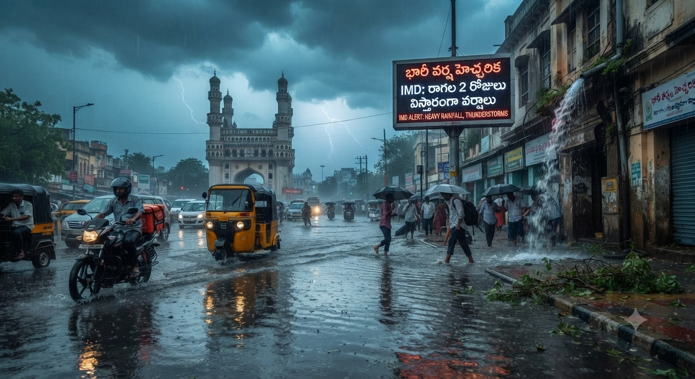 🌧️ తెలంగాణలో భారీ వర్షాల హెచ్చరిక.. రాగల కొన్ని రోజుల్లో విస్తారంగా వర్షాలు!