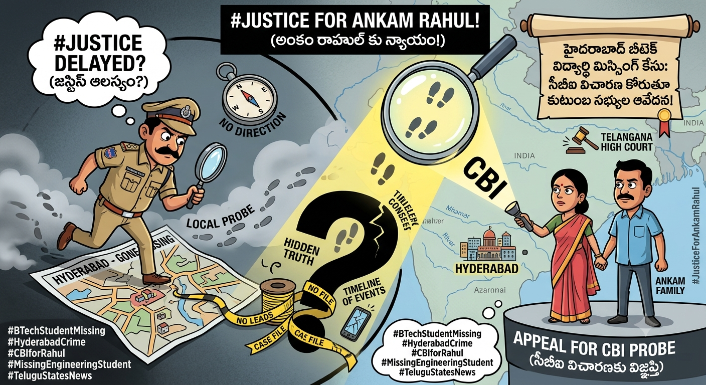 ⚖️ హైదరాబాద్ బీటెక్ విద్యార్థి అనుమానాస్పద మృతి: సీబీఐ విచారణ కోరుతూ కుటుంబ సభ్యుల ఆవేదన!