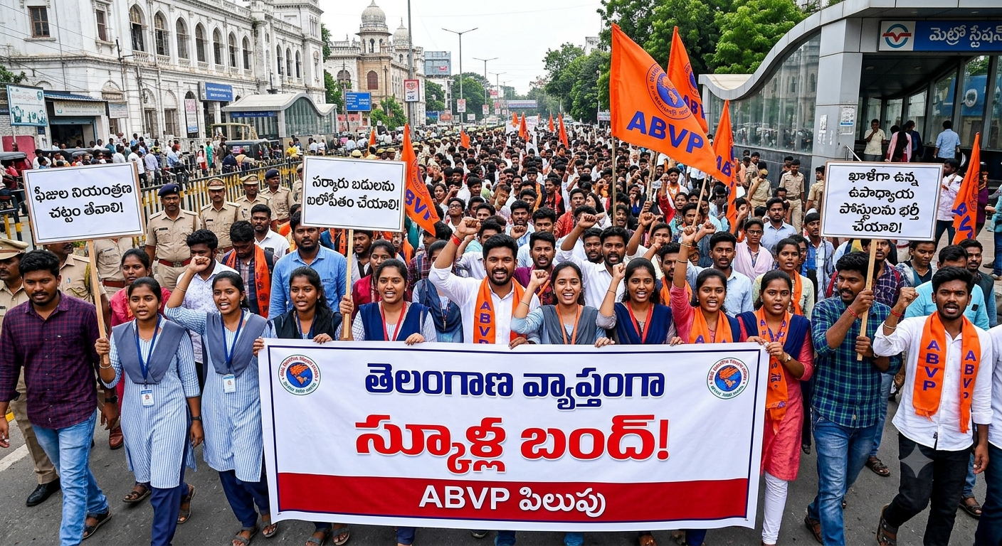 తెలంగాణలో స్కూళ్ల బంద్.. ఏబీవీపీ పిలుపు!