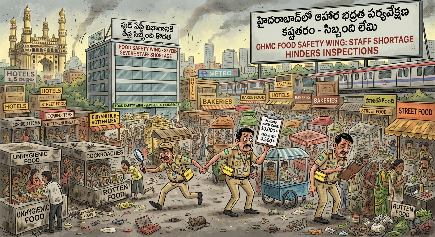 హైదరాబాద్‌లో ఫుడ్ సేఫ్టీ విభాగానికి సిబ్బంది కొరత: ఆహార నాణ్యత తనిఖీల్లో ఇబ్బందులు