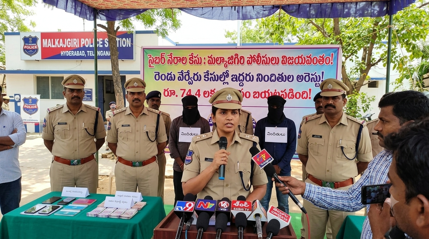 మల్కాజిగిరిలో సైబర్ నేరగాళ్ల అరెస్టు: రూ. 74.4 లక్షల మోసం గుట్టు రట్టు